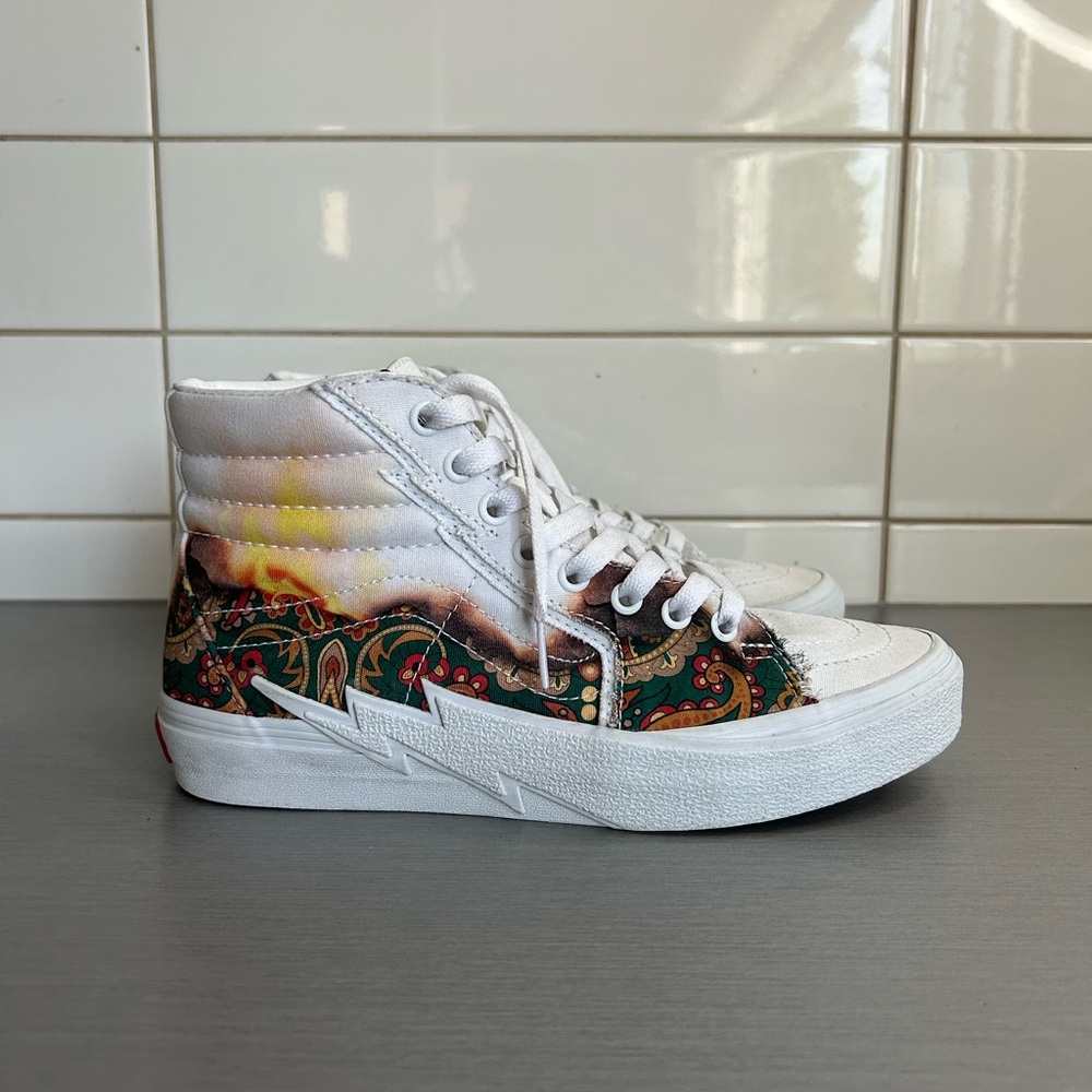 Vans White and Multicolor High-Top Sneakers